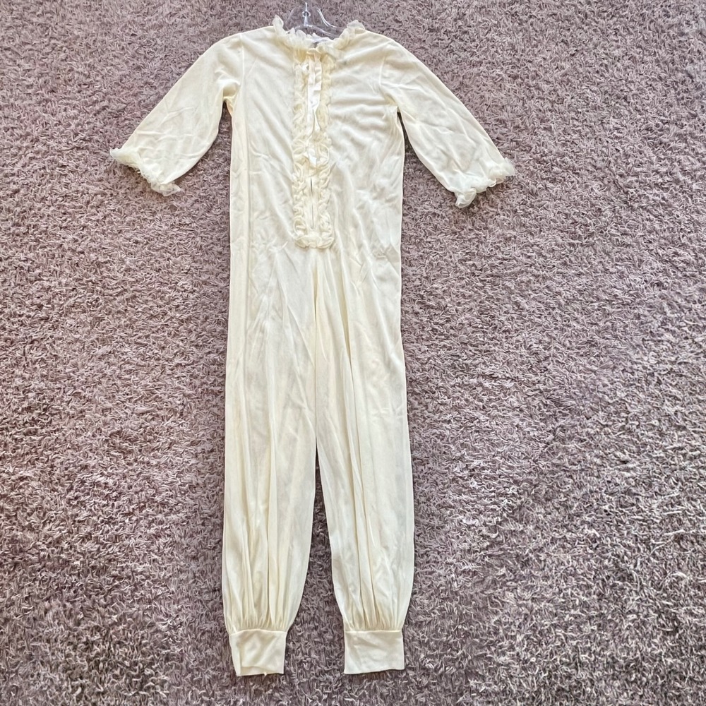 Vintage Spencer California Yellow Ruffle Loungewear Jumpsuit Victorian Style